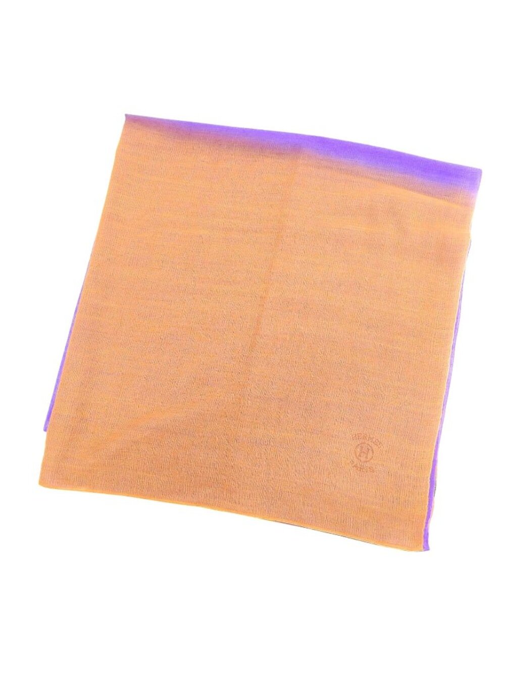 Hermes Cashmere Silk Logo Large Shawl Orange Purple 205 Scarf